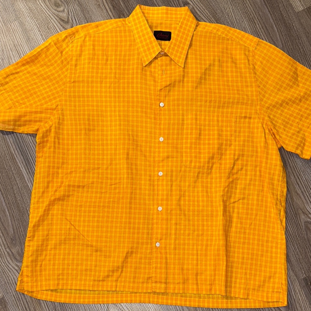 Brioni Yellow Checkered Shirt